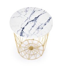 Konferenční stolek HARISSA — kov, zlatá / bílá Halmar