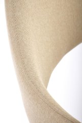 Jídelní křesílko LUXE — kov v dekoru ořech, látka, béžová Halmar