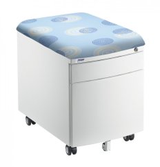 Pojazdný kontajner Mayer 32W8 26 092 — biely, modré čalúnenie