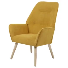 Relaxačné kreslo TOMBI — masív, látka, žltá