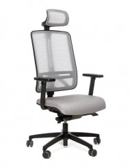 Kancelárska stolička na kolieskach RIM FLEXI FX 1104 – s podrúčkami a podhlavníkom, sivá