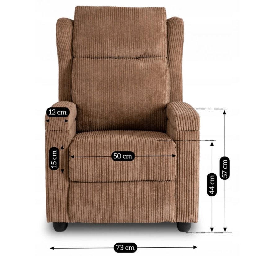 Elegantné hnedé kreslo SPENCER z manšestru