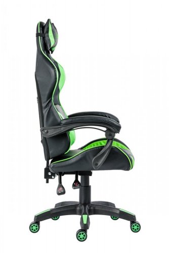 Herní židle VULTURE HIGH – PU kůže, černá / zelená