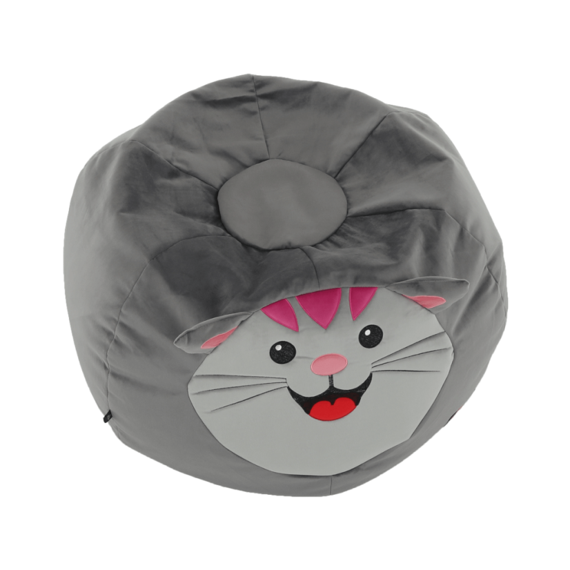 Detský sedací vak BABY s mačičkou — 60×45, sivá