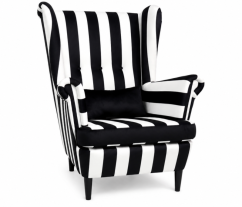 Křeslo ušák VISBY – masiv, látka, pet friendly, zebra