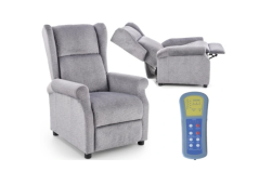 Polohovací TV křeslo s masážní funkcí AGUSTIN - látka, šedá Halmar