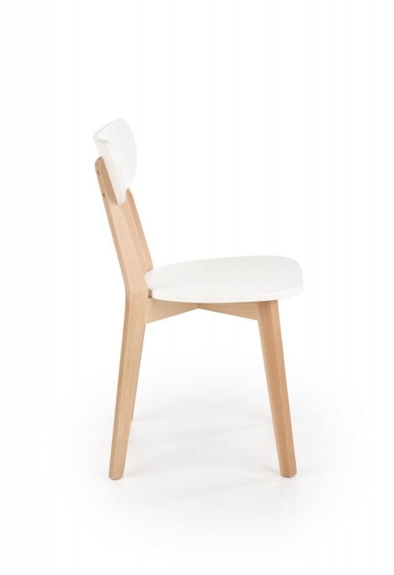 Jedálenská stolička BUGGI – masív, MDF, buk / biela
