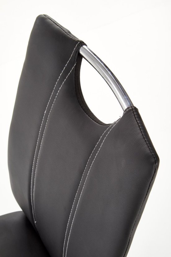 Jedálenská stolička KELLY – oceľ, ekokoža, čierna