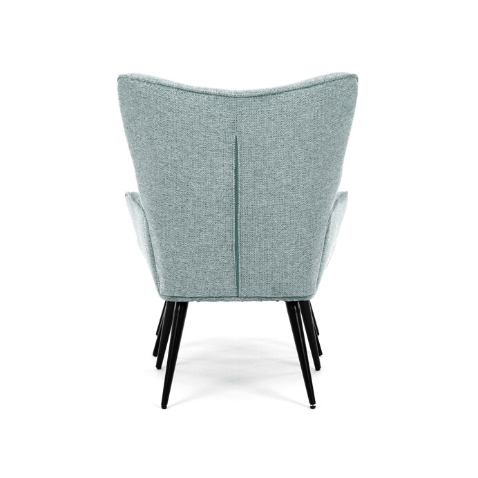 Luxusní relaxační křeslo NUVOLA s taburetem –  vodoodpudivá, sametová, modrá látka Autronic