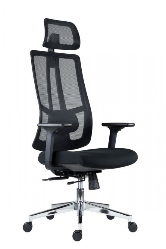 Kancelářská ergonomická židle RUBEN — látka / síť, černá, nosnost 150 kg