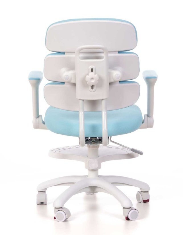 Detská rastúca stolička GRIDDY — látka, biela / modrá