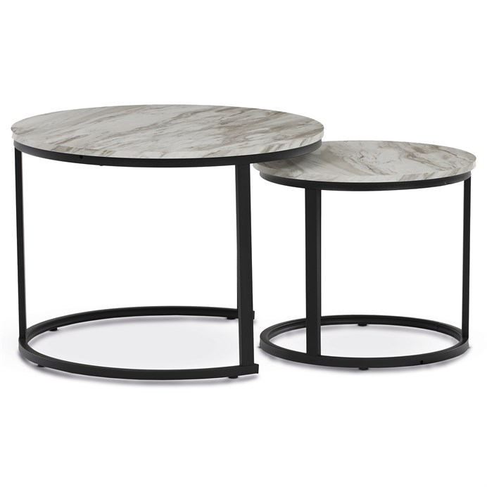 Set 2 moderních konferenčních stolků OREO 3 - s mramorovým dekorem a kovovou podnoží Autronic