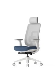 Kancelářská ergonomická židle K42 WHITE SP – síť/ čalouněná, modrá