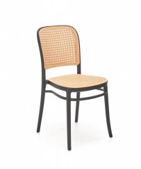 Záhradná stolička VISTA — umelý ratan, prírodná / čierna