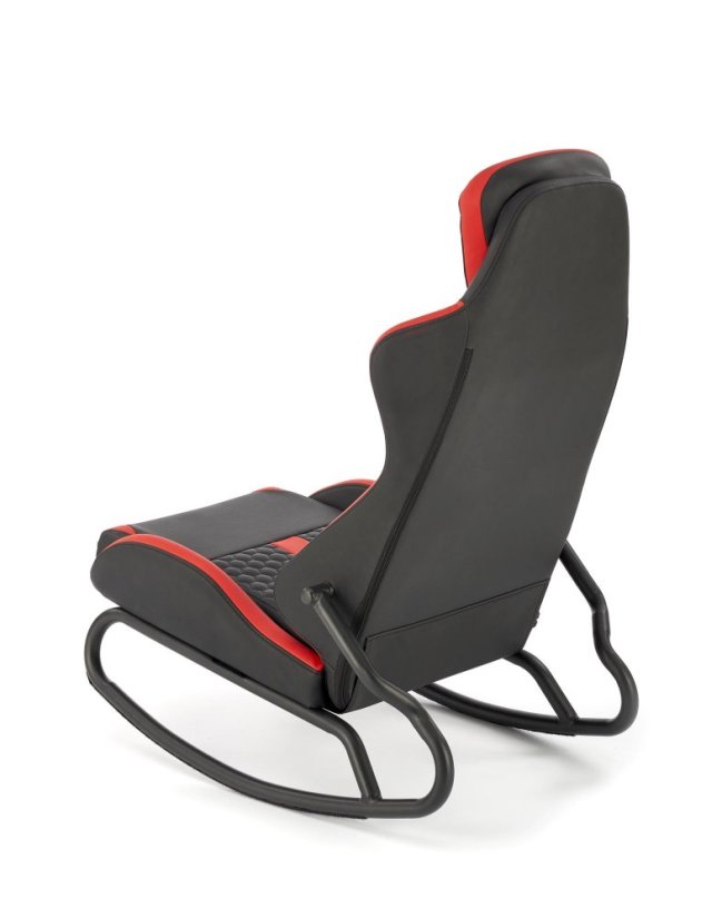Herní houpací křeslo GAMER — PU kůže, černá / červená