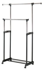 Stojanový věšák LOTA –? 97 cm (+170), plast/kov, černá Halmar