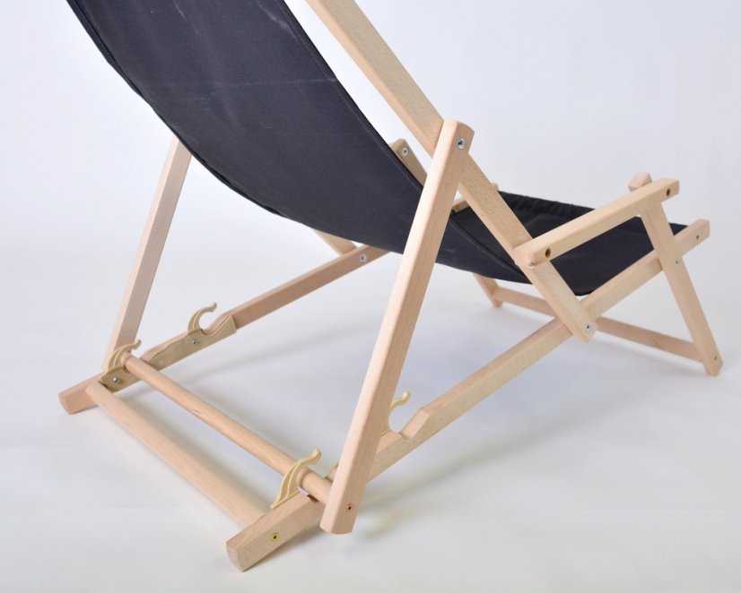 Bahama polyester S PODRUČKAMI lehátko dřevěné přírodní - GRAFIT