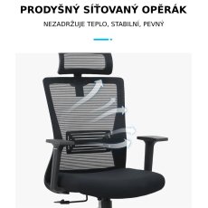 Kancelářská ergonomická židle JERRY — černá, nosnost 150 kg