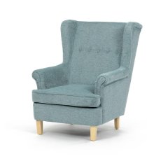 Relaxačné kreslo ušiak BEILY – masív, látka, modrá