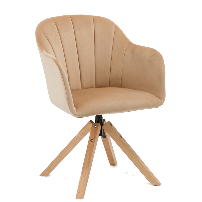 Otočné jedálenské kresielko DALIO – látka, masív, viac farieb - Čalúnenie DALIO: béžová / buk