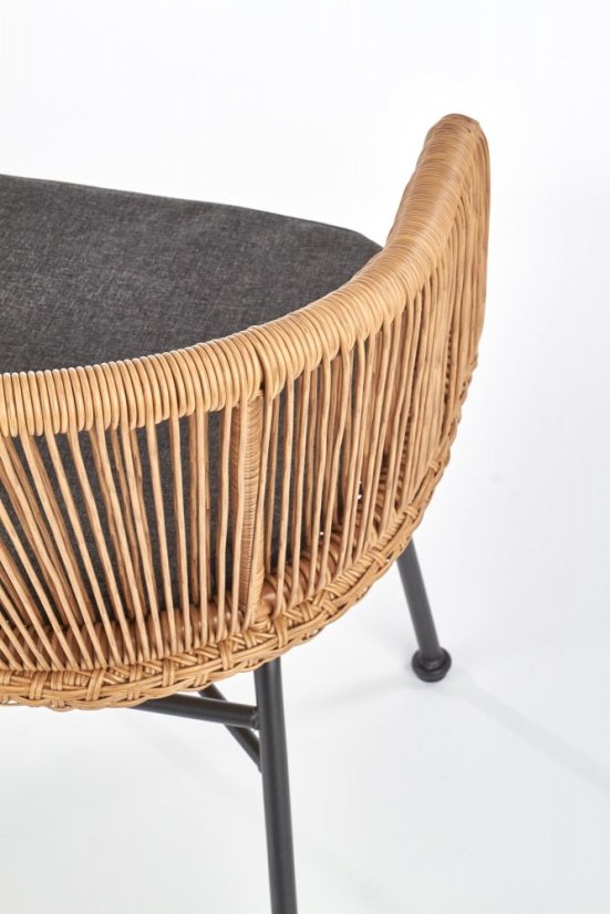 Křeslo STERN – umělý ratan, kov, látka šedá Halmar