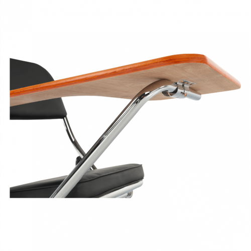 Konferenční židle s psací deskou TEKER — kov, ekokůže, černá