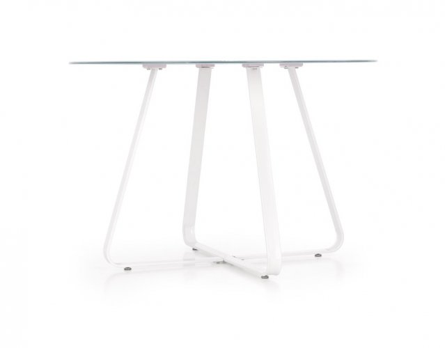Jídelní kulatý stůl LOOPER –⁠ 115x76, kov/sklo, bílý
