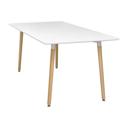 Jídelní stůl UNO — 160x90 cm, buk / kov, bílá