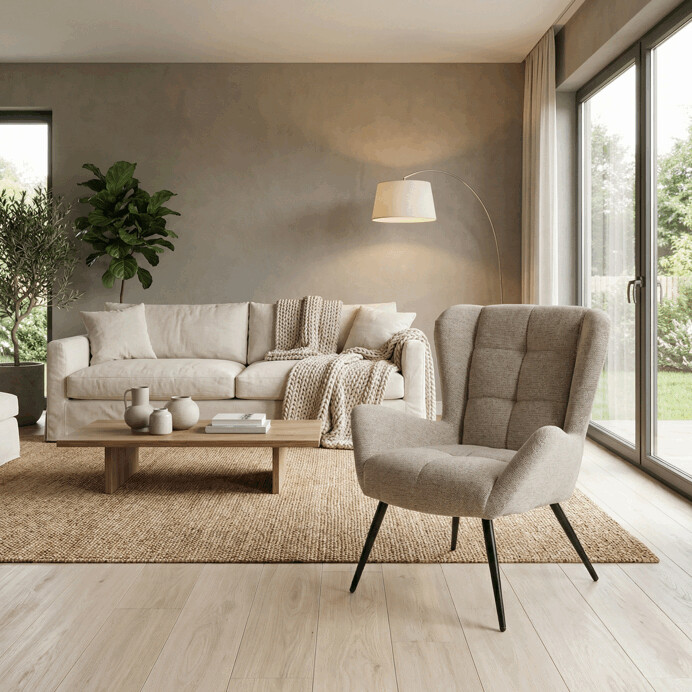 Elegantní hnědé křeslo ušák HUG – Autronic