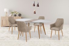 Jídelní kulatý rozkládací stůl CALIBER – 160x90x76 (40) dub sonoma, bílý
