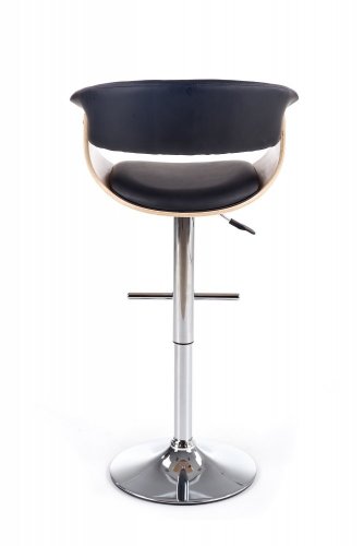 Barová židle KYLE – dub, ekokůže, černá
