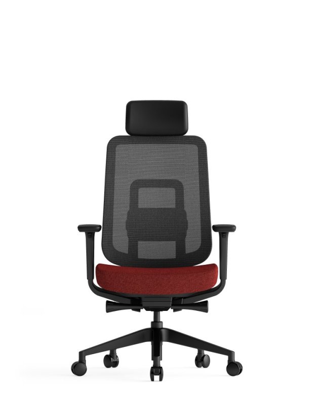 Kancelářská ergonomická židle K42  SP – síť/ čalouněná, červená