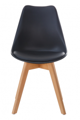 Jídelní židle QUATRO – plast, masiv buk/plast, černá