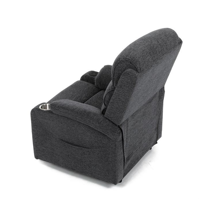 Relaxační křeslo s elektrickým polohováním HOMER - látka, šedá