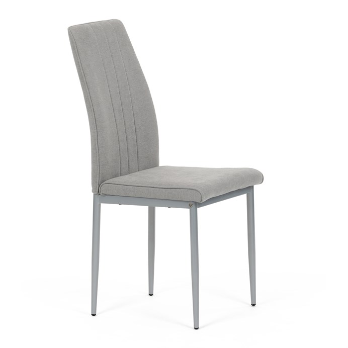 Jedálenská stolička LENA s sivým poťahom a šedými kovovými nohami