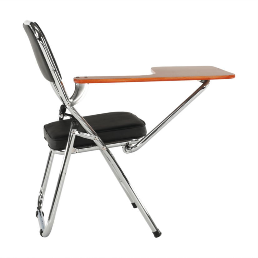 Konferenčná stolička s písacou doskou TEKER - kov, ekokoža, čierna