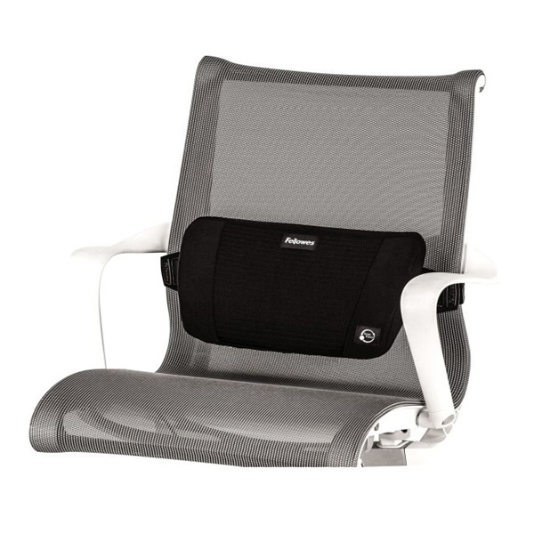 Bederní opěrka PlushTouch Fellowes — paměťová pěna, černá