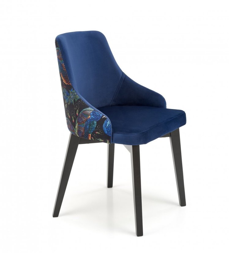 Jedálenské kreslo ENDO — masív, látka, modrá