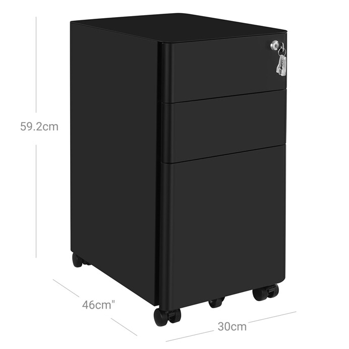 Pohyblivý kancelársky kontajner STAL – kov, cierna, 3 zásuvky Autronic