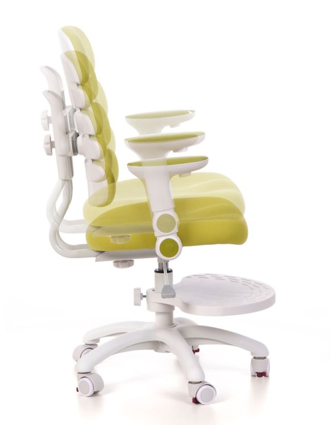 Detská rastúca stolička GRIDDY — látka, biela / zelená