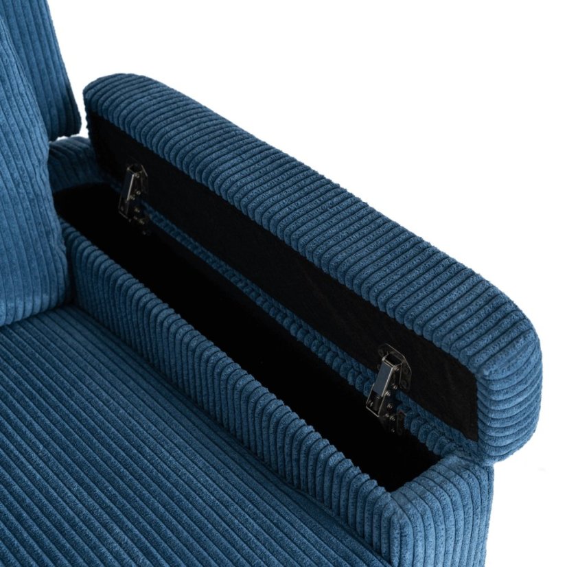 Elegantné modré kreslo SPENCER z manšestru