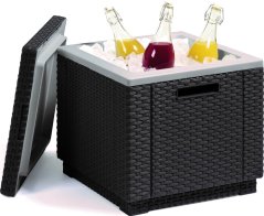 Zahradní chladící box CUBE — umělý ratan, grafit