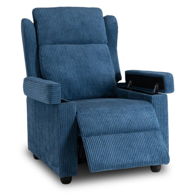 Elegantné modré kreslo SPENCER z manšestru