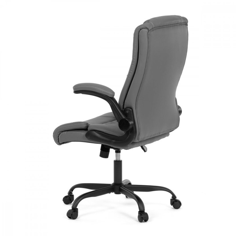 Kancelárske kreslo CYRUS — kov, ekokoža, siva