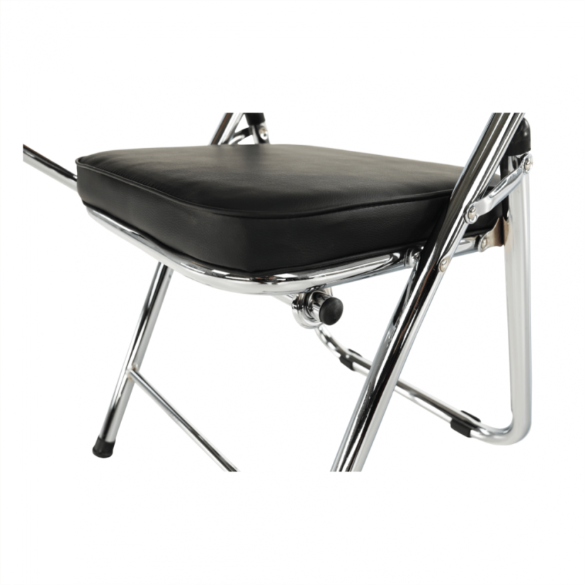 Konferenčná stolička s písacou doskou TEKER - kov, ekokoža, čierna