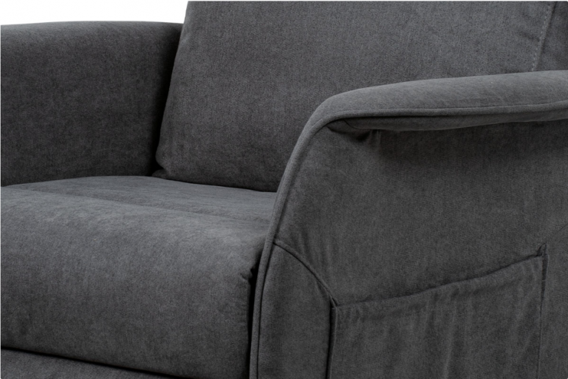 TV křeslo ušák SANDUR s elektrickým polohováním — šedá látka, kov Autronic