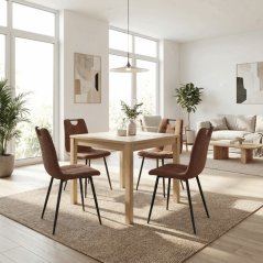 Jedálenská stolička FORMA – hnedá látka, čierne kovové nohy Autronic