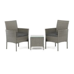 Zahradní set CAFEA 1+2 – šedý polyratan, tvrzené sklo, Autronic