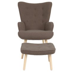 Relaxačné kreslo ušiak PARIS II + taburet - masív, látka, hnědá