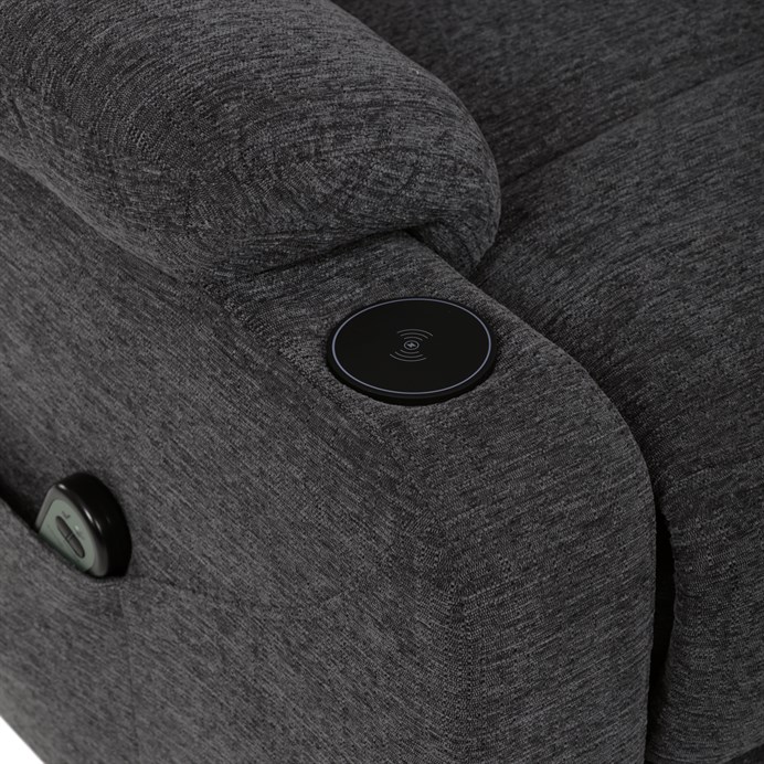 Relaxační křeslo s elektrickým polohováním HOMER - látka, šedá